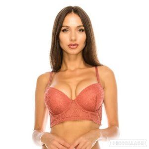 Long‎ Line Floral Lace Bra w/Underwire